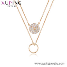 44099 xuping refined new design 18k gold plated double pendant necklace for women jewelry